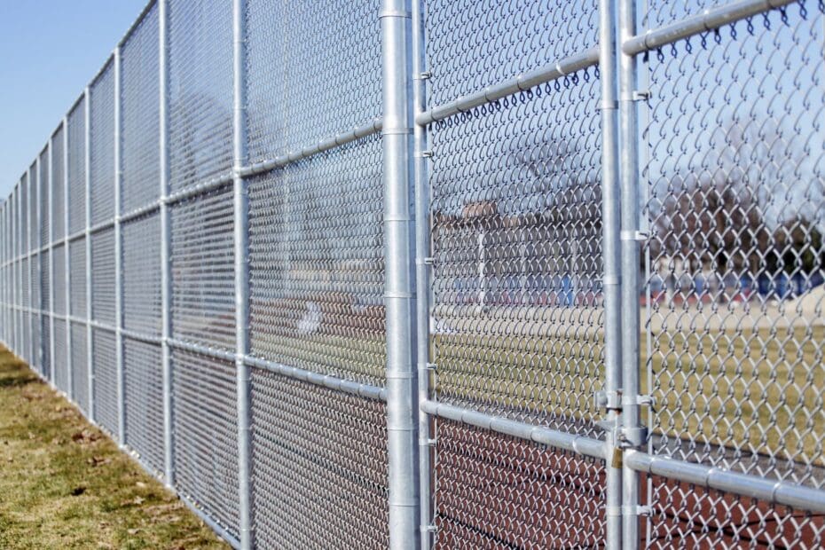 Security chain link fence around a commercial property