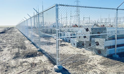 Chainlink fence surrounding commercial property